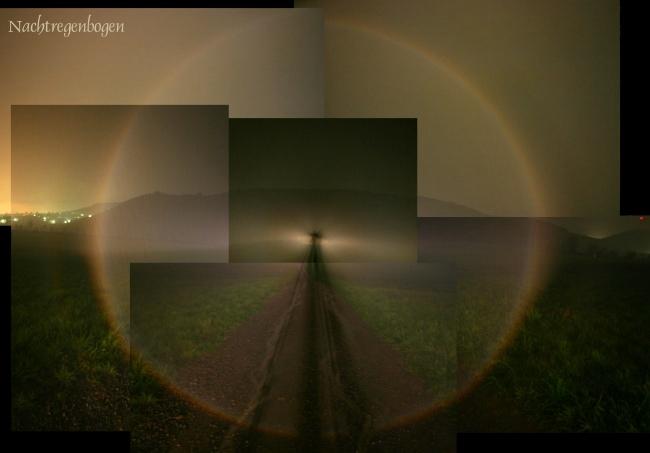 Foto Regenbogen durch Autoscheinwerfer erzeugt